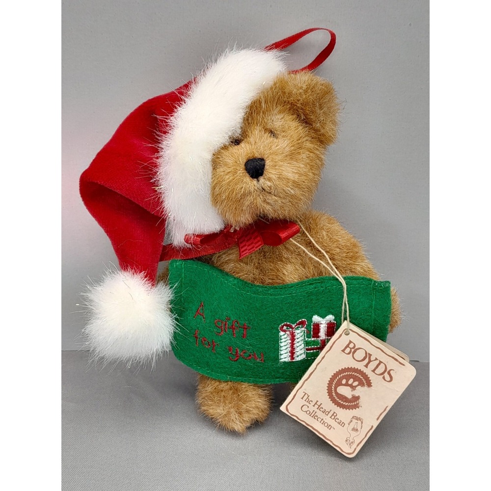 Boyds Bears Santa Plush Ornament Gift Card Holder 6" Jointed Christmas Mini Bear